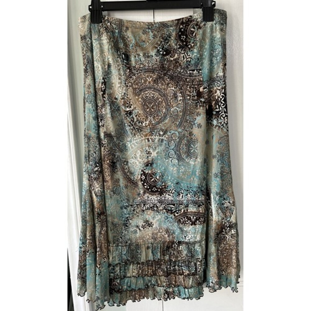 Emma James womens WESTERN‎ PATTERN pleated skirt - size M